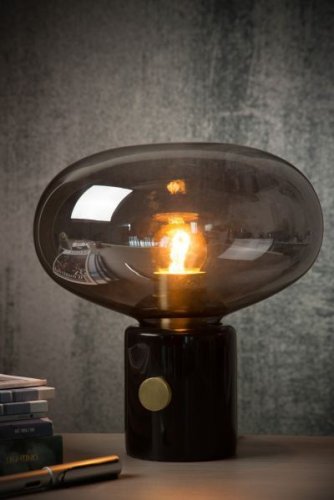 Настольная лампа Charlize 03520/01/65 Lucide прозрачная серая 1 лампа, основание чёрное мрамор в стиле современный  фото 3